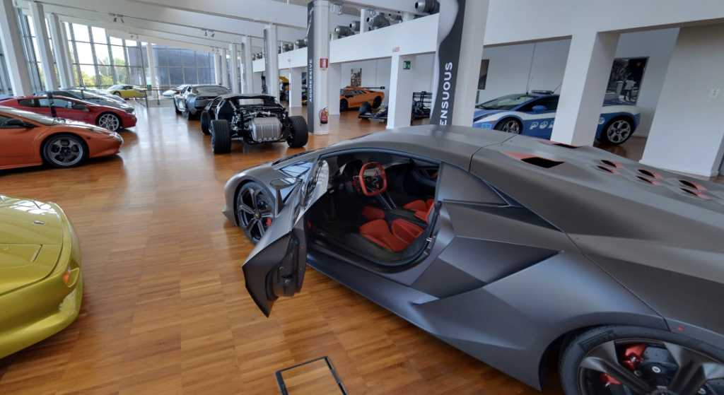 Muzeum Lamborghini, które możesz zwiedzić na Google Maps.