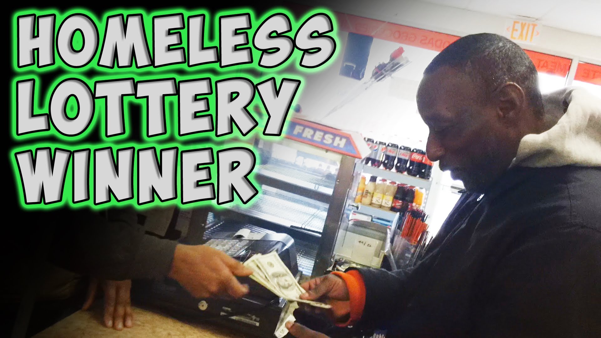 Bezdomny otrzymuje wygrany los na loterii.