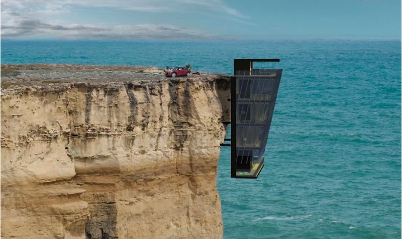 Niecodzienny dom letniskowy, zawieszony na krawędzi klifu w Australii.