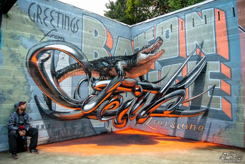 Portugalski artysta tworzy niesamowite graffiti 3D, które wygląda jakby naprawdę unosiło się w powietrzu.