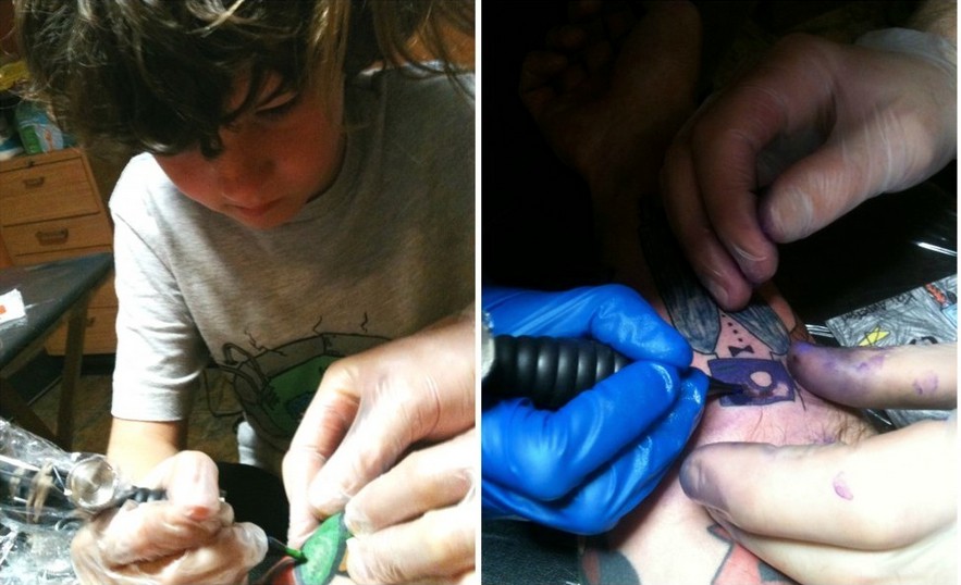 Tata pokrywa swoje ręce tatuażami z rysunków swojego syna. Sami oceńcie efekt.