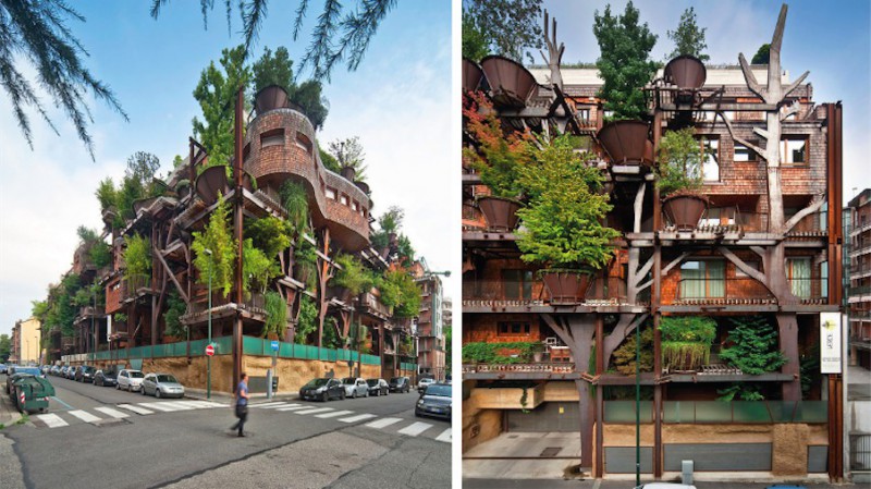 Mieszkańcy tego budynku mogą się poczuć jak w gigantycznym „domku na drzewie” w samym centrum miasta.