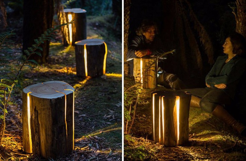 Praktycznie niewidomy artysta, stworzył niesamowite lampy z pni drzew.