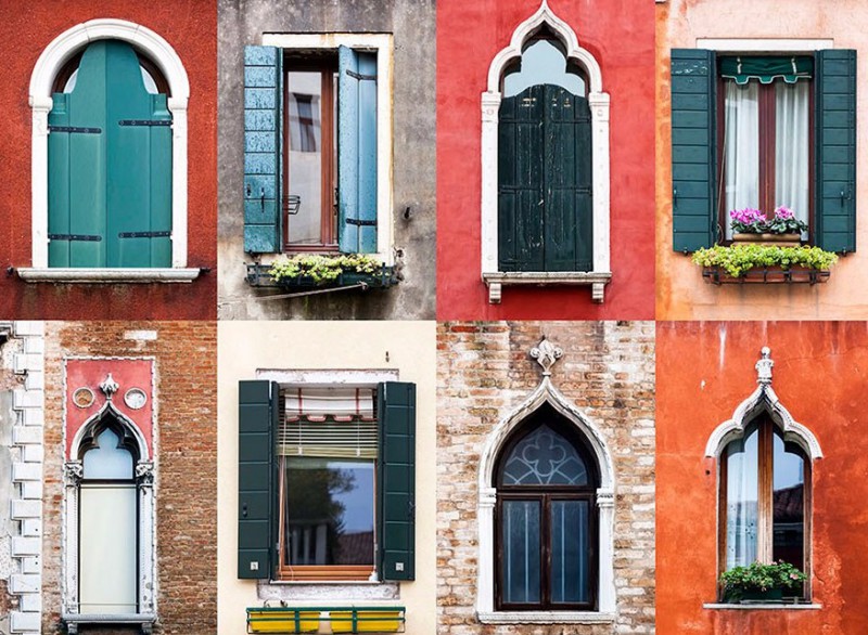 Artystka fotografuje okna w europejskich miasteczkach.