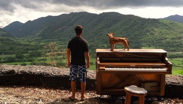 Ten mężczyzna porzucił wszystko, by podróżować po świecie w towarzystwie swojego psa i pianina.