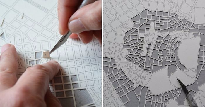 Ten artysta tworzy zadziwiająco szczegółowe wycinanki, przedstawiające plany miast z całego świata.