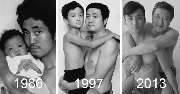 Ojciec i syn fotografowali się co rok, nieprzerwanie przez 28 lat.