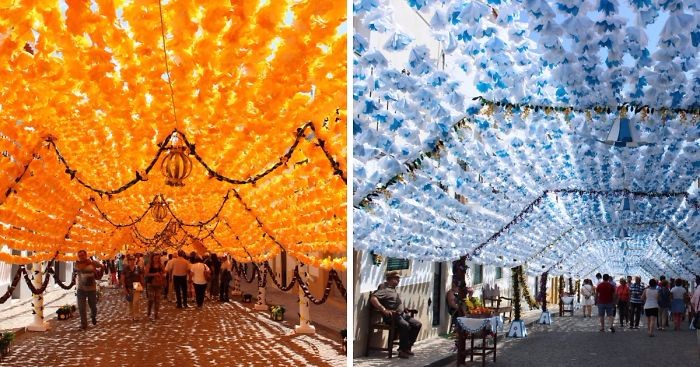 Tysiące ręcznie wykonanych, papierowych kwiatów ozdobiły ulice Campo Maior.