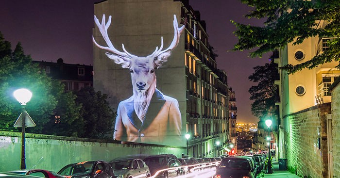 Stylowe zwierzęta przejęły kontrolę nad licznymi budynkami Paryża.