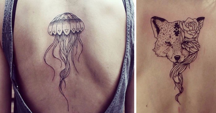 Duch dzikiej przyrody z pewnością drzemie w animalistycznych tatuażach tej francuskiej artystki.