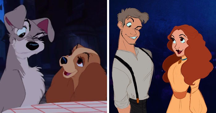 Artystka przemienia zwierzęcych bohaterów Disneya w rysunkowe postacie ludzi.