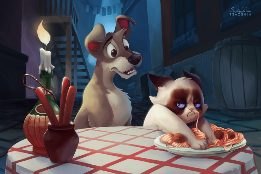 Artysta zamienia sceny bajek Disneya na sceny z znanym kotem „No”