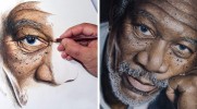 Niestrudzony artysta poświęca 50 godzin na stworzenie perfekcyjnego portretu Morgana Freemana.