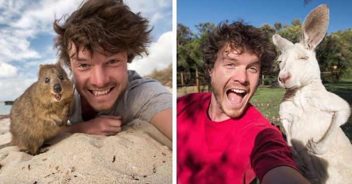 Ten Australijczyk osiągnął absolutne mistrzostwo w sztuce selfies, wykonanych w towarzystwie zwierząt.