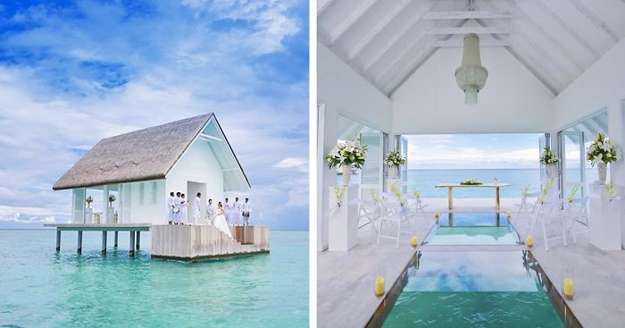 Nadwodny pawilon na Malediwach – doskonała lokalizacja bajkowej ceremonii ślubnej.