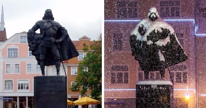 Polskie miasto pod władzą Sithów – w centrum Wejherowa ukazała się dumna sylwetka Dartha Vadera.