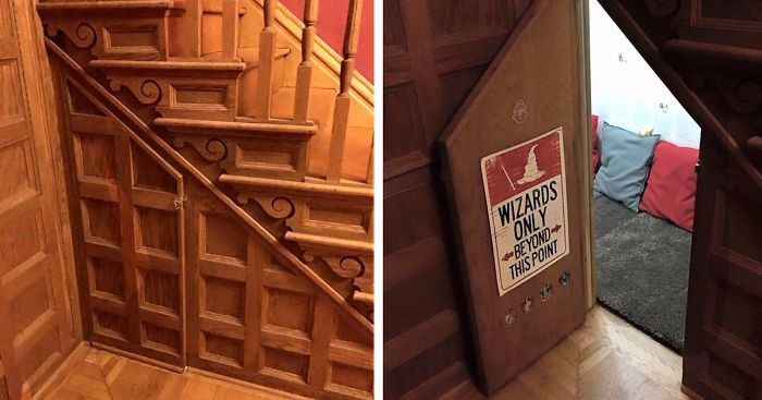 Bibliotekarka przerabia komórkę pod schodami na kącik fanów Harry’ego Pottera.
