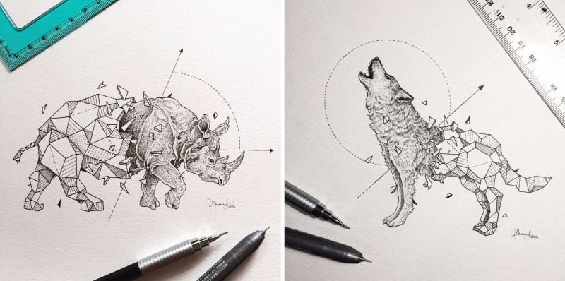 Uzdolniony grafik z Filipin tworzy niesamowite rysunki zgeometryzowanych zwierząt.