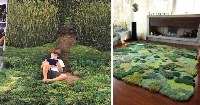 Argentyńska artystka tworzy wełniane dywany, imitujące prawdziwe połacie mchu.