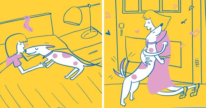 10 obrazków ilustrujących codzienność typowej psiej mamy.