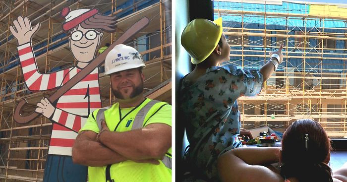 Gdzie jest Wally? – pomysłowa zabawa dla dzieci w wykonaniu amerykańskiego budowniczego.