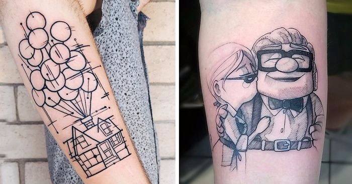 17 bajkowych tatuaży zainspirowanych motywami z filmów animowanych Pixara.