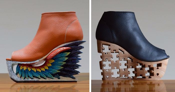Artyści w Wietnamu produkują ręcznie rzeźbione, drewniane buty na koturnach.