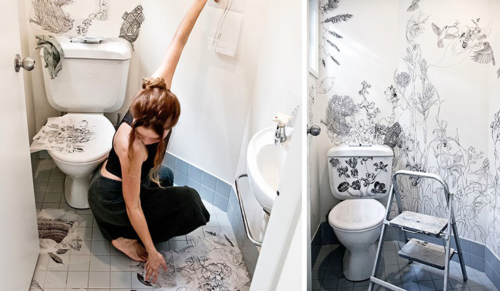 Dziewczyna zamieniła swoją nudną łazienkę w magiczne miejsce! Efekt jest niesamowity!
