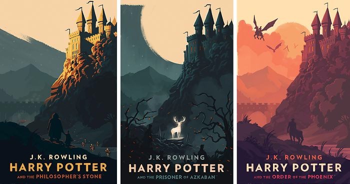 Angielska artystka stworzyła serię okładek siedmiu tomów przygód Harry’ego Pottera w stylu vintage.