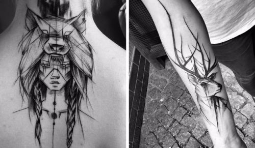 Polska tatuażystka tworzy naturalnie piękne tatuaże imitujące formę szkicu.