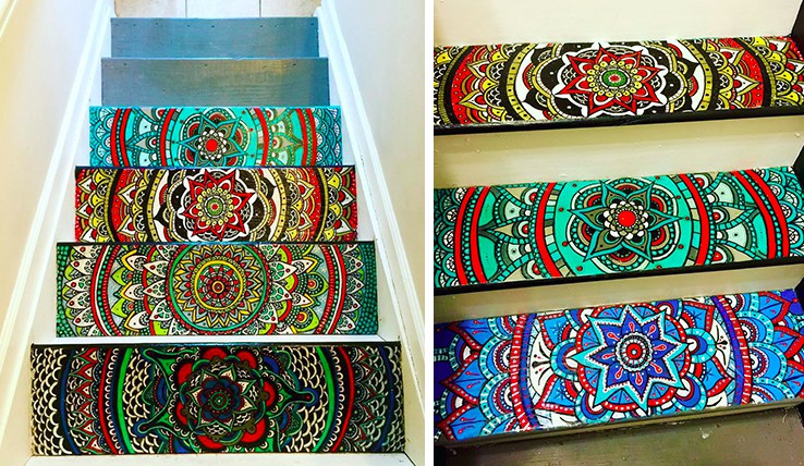 Artystka zamieniła swoje nudne schody w kolorowe dzieło sztuki!