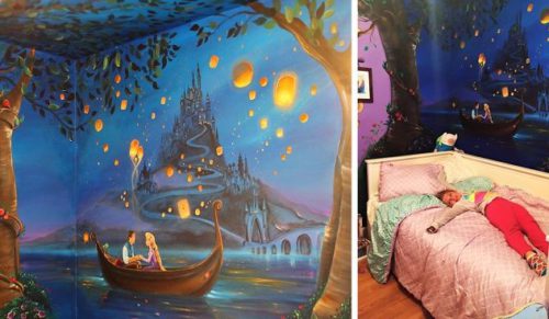Fanka Disneya własnoręcznie stworzyła w pokoju swojej córki mural inspirowany filmem „Zaplątani”.