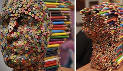 Projektantka z USA stworzyła unikatową rzeźbę wykonaną z niezliczonej ilości kolorowych kredek.