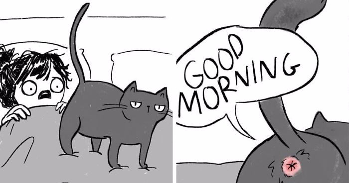 10 komiksów na temat codzienności kotów, które zrozumieją wyłącznie ich właściciele.