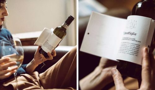 Butelka wina opatrzona etykietą pełną opowieści – najlepszy sposób na samotnie spędzony wieczór.