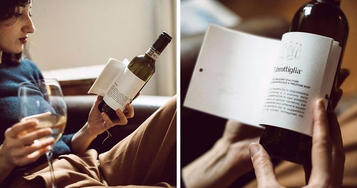 Butelka wina opatrzona etykietą pełną opowieści – najlepszy sposób na samotnie spędzony wieczór.
