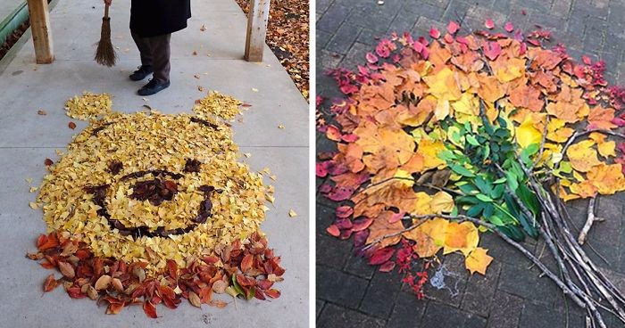 Japończycy zachwyceni pięknem jesiennych liści przemieniają je w sztukę uliczną.