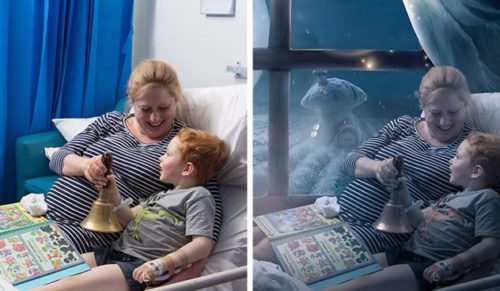Artystka przemienia zdjęcia młodych pacjentów szpitala w magiczne sceny pełne świątecznego uroku.