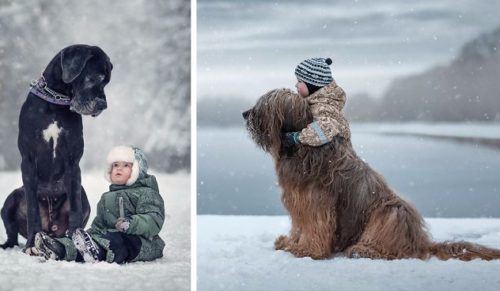 Małe dzieci z wielkimi psami – seria uroczych fotografii autorstwa rosyjskiego artysty.
