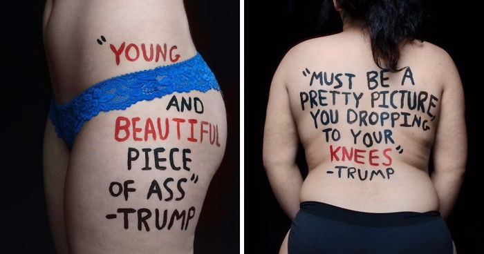 18-letnia studentka stworzyła sesję zdjęciową sprowokowaną seksistowskimi cytatami Donalda Trumpa.