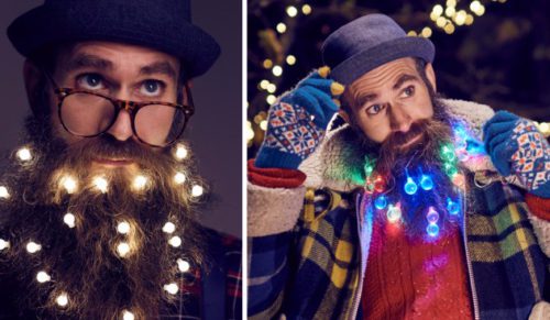 Świąteczne lampki dla brodaczy – oryginalny sezonowy trend dla fanów efektownego zarostu.