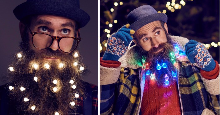 Świąteczne lampki dla brodaczy – oryginalny sezonowy trend dla fanów efektownego zarostu.