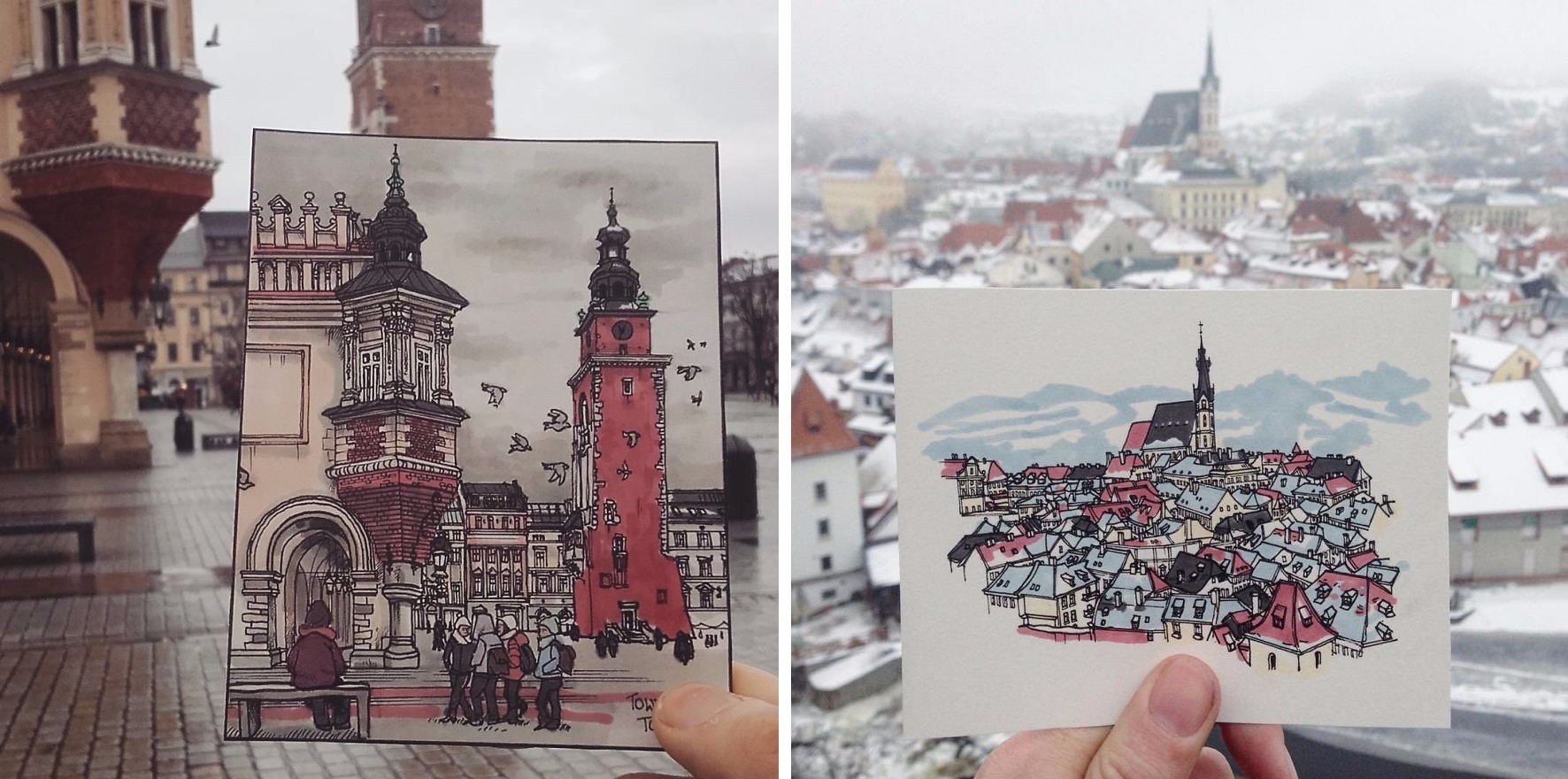 Australijski artysta podróżuje po Europie, uwieczniając na rysunkach każde z odwiedzonych miast.