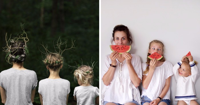Matka dwóch córeczek organizuje wspólne sesje zdjęciowe, ubierając je na swoje podobieństwo.
