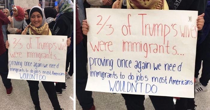 12 najlepszych haseł protestacyjnych przeciwko wstrzymaniu przyjmowania imigrantów do USA.
