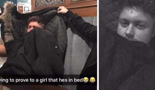 Próbował przekonać swoją dziewczynę, że leży w łóżku, zamiast spędzać czas w pubie z kolegami.