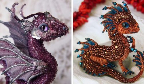 Rosyjska artystka tworzy ozdobne broszki inspirowane postaciami bajecznych smoków.