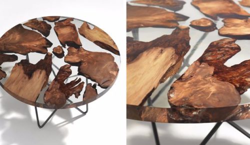 The Earth Table – designerski stół z żywicy i 50000-letniego drewna soplicy kauri.