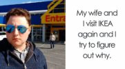 Mąż zaciągnięty przez żonę do sklepu IKEA sekretnie udokumentował przebieg wspólnych zakupów.