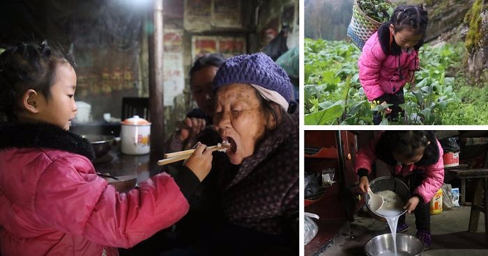 5-latka z Chin porzucona przez matkę została jedyną opiekunką dla babci i prababci.